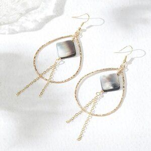 Natural Teardrop Abalone Shell Earrings